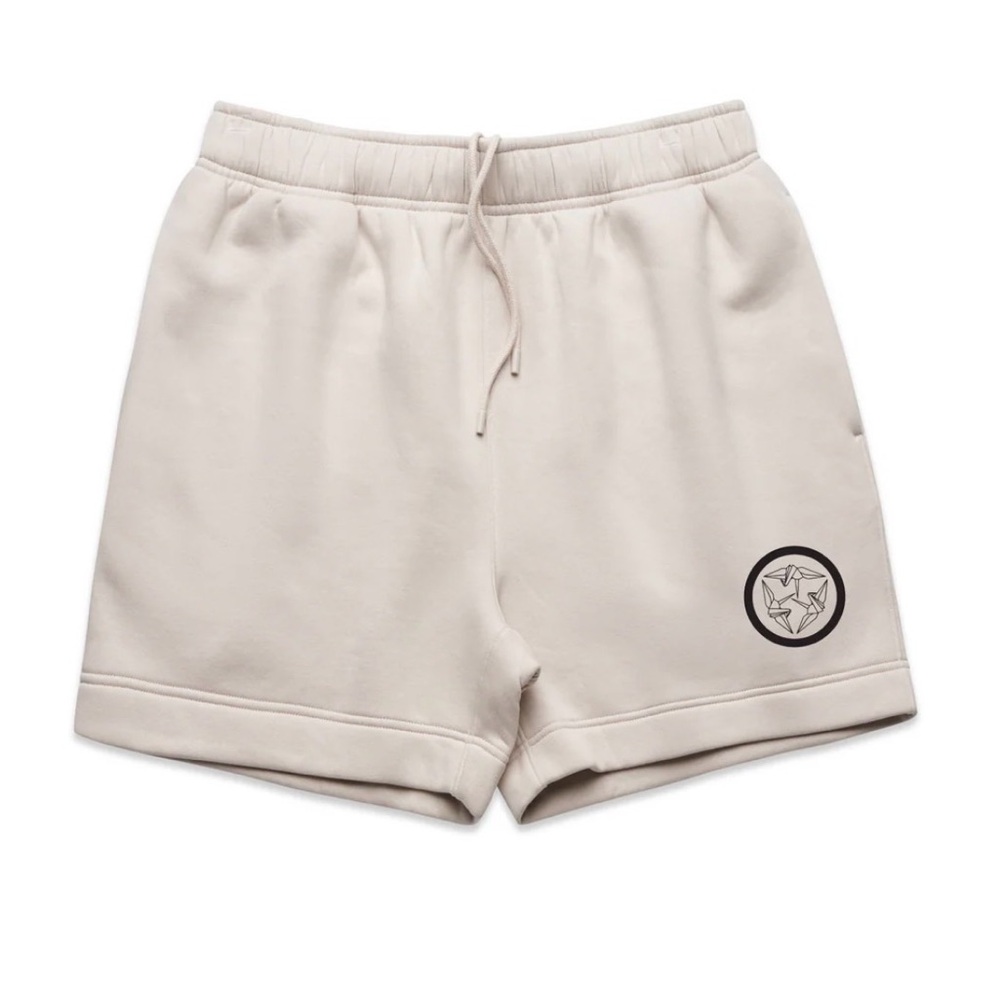 CRFT By Maki Mens Kamon Logo Shorts - In Creme Size Large NWOT - Picture 3 of 9
